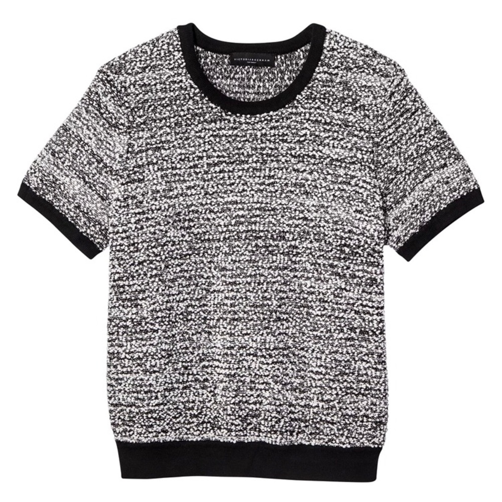 Victoria Beckham For Target Black & White Short-sleeved Sweater Knit Top